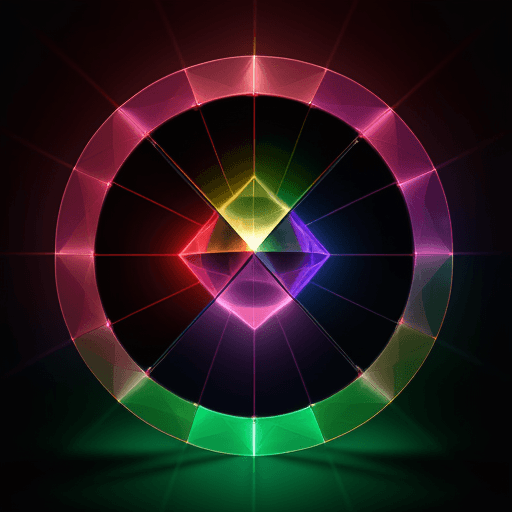 AI generated: light magic through red, purple, blue, green and yellow light prisms