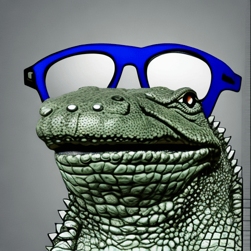 AI generated: alligator with glasses 