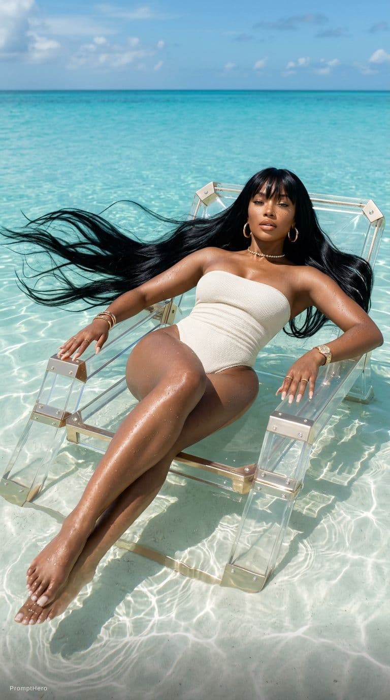 AI generated: Ultra-realistic luxury fashion editorial in 8K, vertical 9:16 — BILLIONAIRE FLOATING IN CRYSTAL-CLEA...