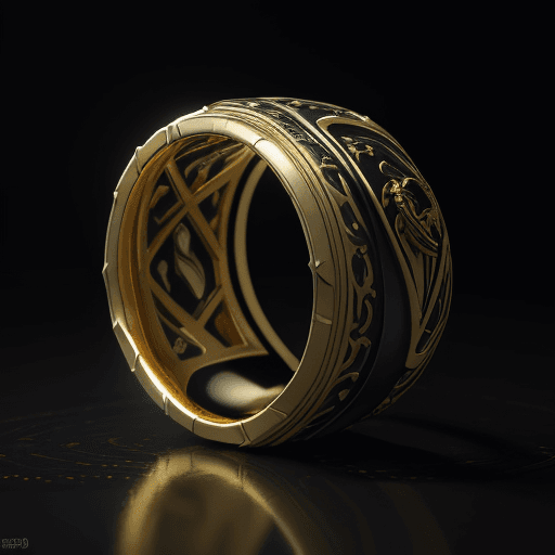AI generated: Ring on the table with the design and character of venom The Ring is gold and black dark, no waterma...