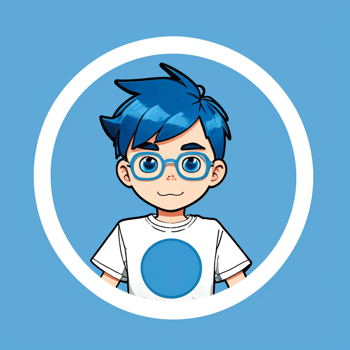AI generated: logo, cartoon boy, blue theme, circle frame
