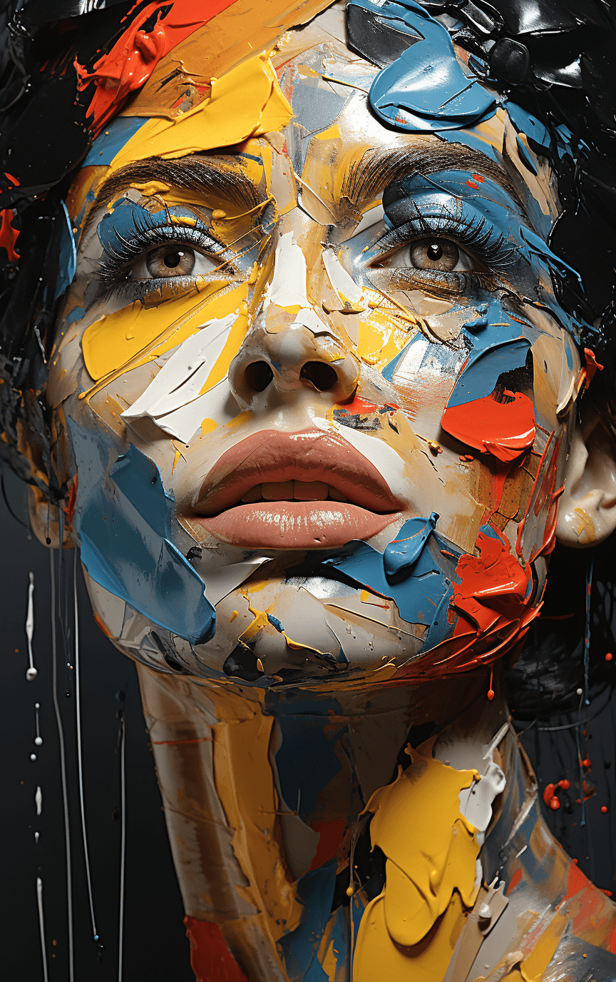 AI generated: "The Enchanting Curvaceous Beauty", by Ben Quilty + Jack Whitten, an experimental mixed media artwor...