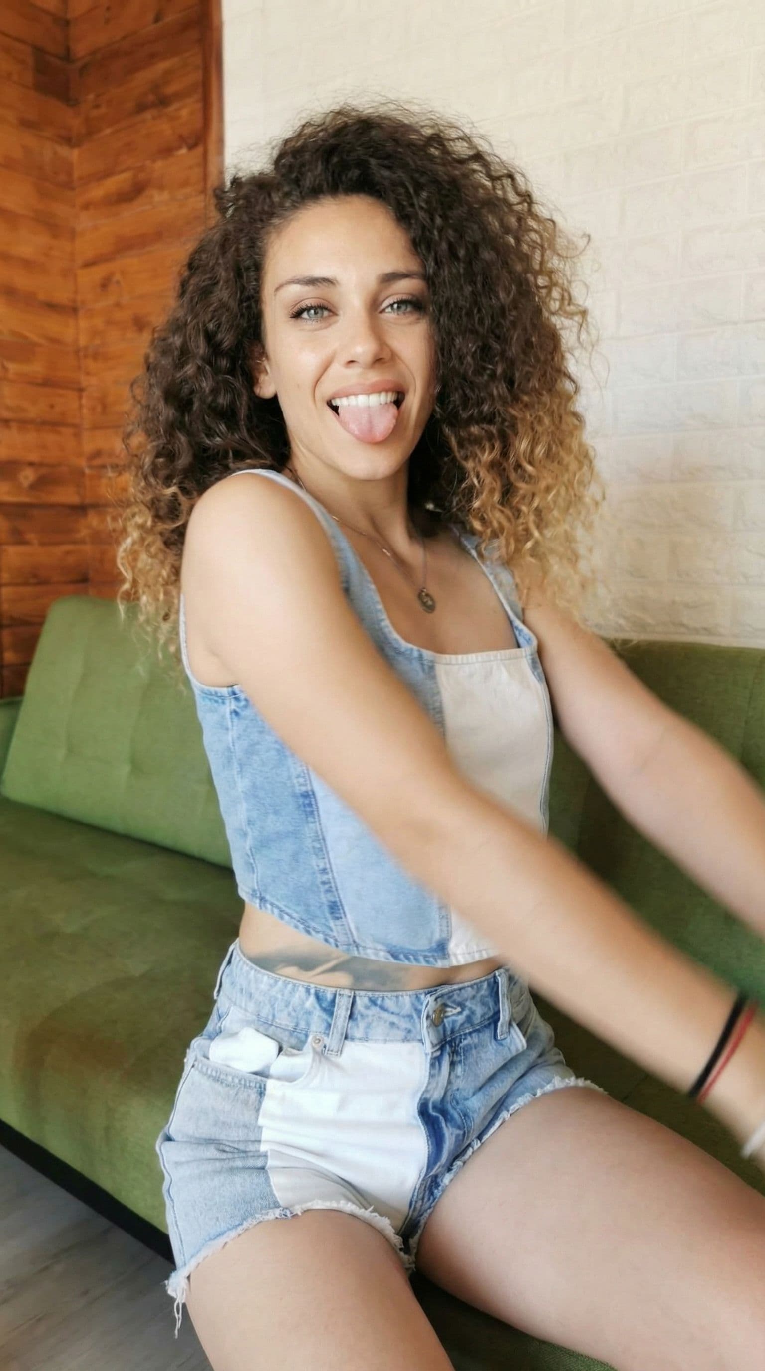 AI generated: shake her body and show tongue