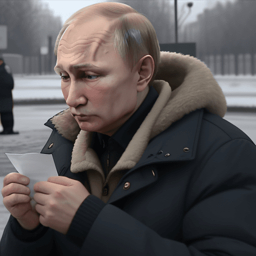AI generated: Putin give his money for homeless, 4 k , ultra HD 