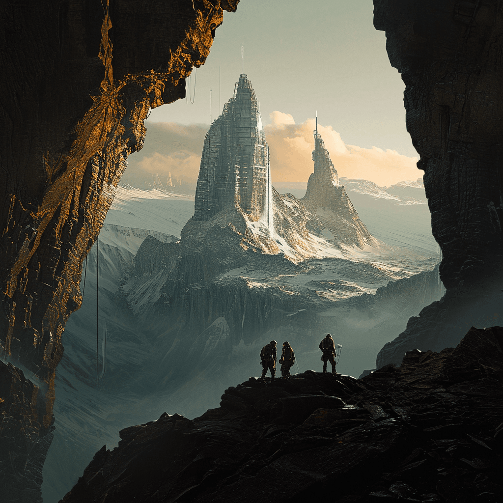 AI generated: Alien ruins, sci fi, soft light, golden ration, far future, sharp focus, studio photo aesthetic, boa...
