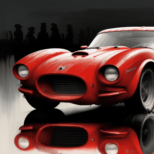 AI generated: red race car, in the style of sam spratt, historical illustrations, old masters, genndy tartakovsky,...
