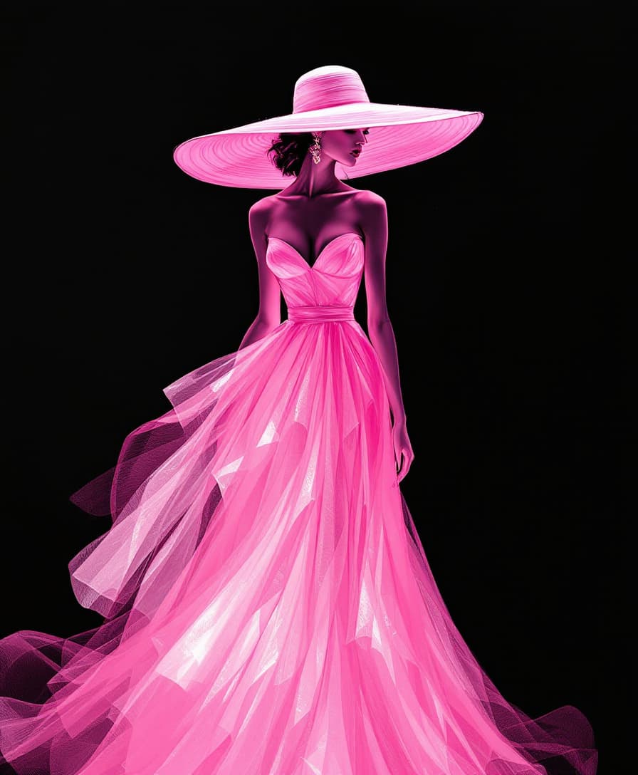 AI generated: 
elegant oil painting, fashion design. Elegant fashion illustration of a woman wearing a flowing dre...