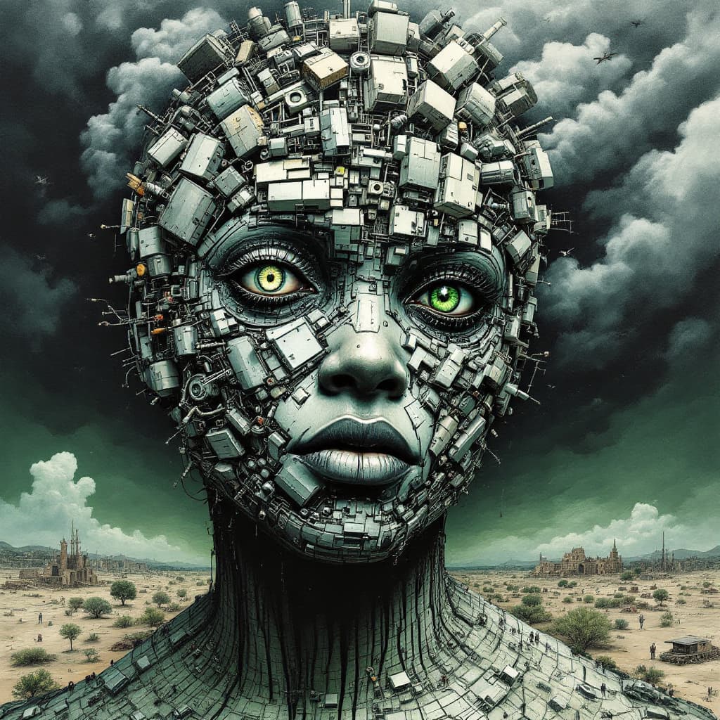 AI generated: Complex slumberland structure forming a human face by Amy Sol and tran nuyen, hyper details, rich co...