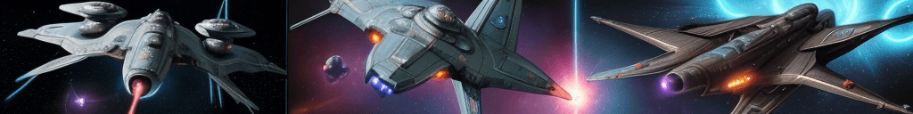 AI generated: 1950s retro sci-fi art, a dark sci-fi fantasy scene, space battle between 2 starships encircled in n...