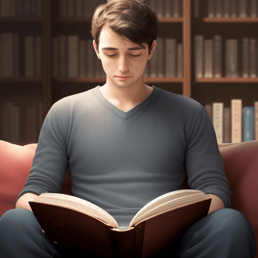 AI generated: a person who changes his life by reading the book