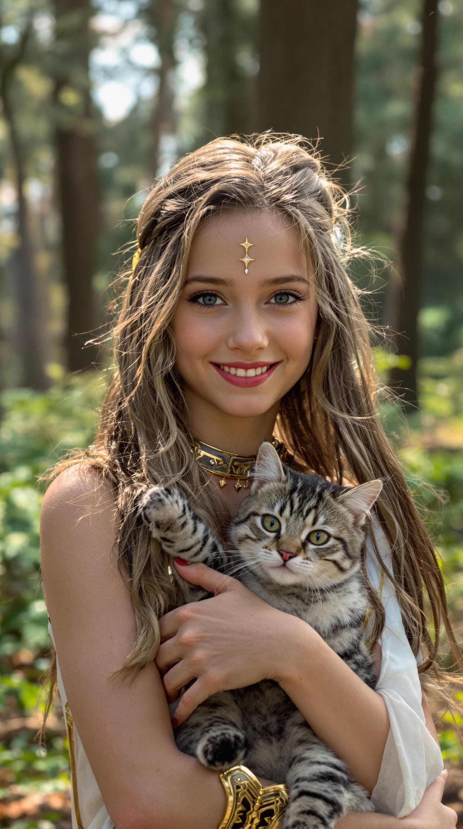 AI generated: a professional photo of a exceptionally beautiful in the world, Greek goddess, (age 11), (eleven yea...