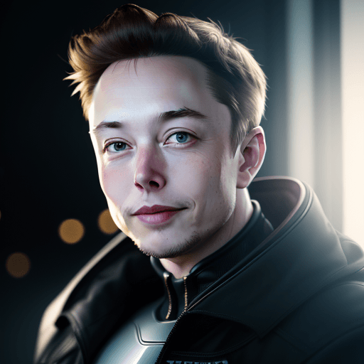 AI generated: realistic photo of Elon Musk ,lighting, perfect face, (pores), (bokeh:1.2), (natural skin:1.2), (dar...
