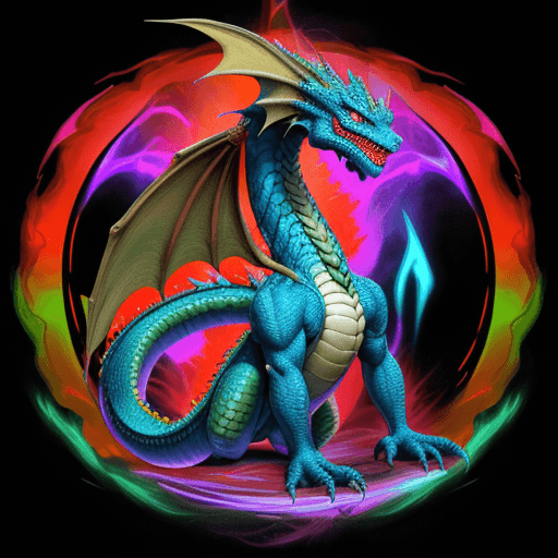 AI generated: dragon humaniod made out of pure energy vibrant colors handsome male 