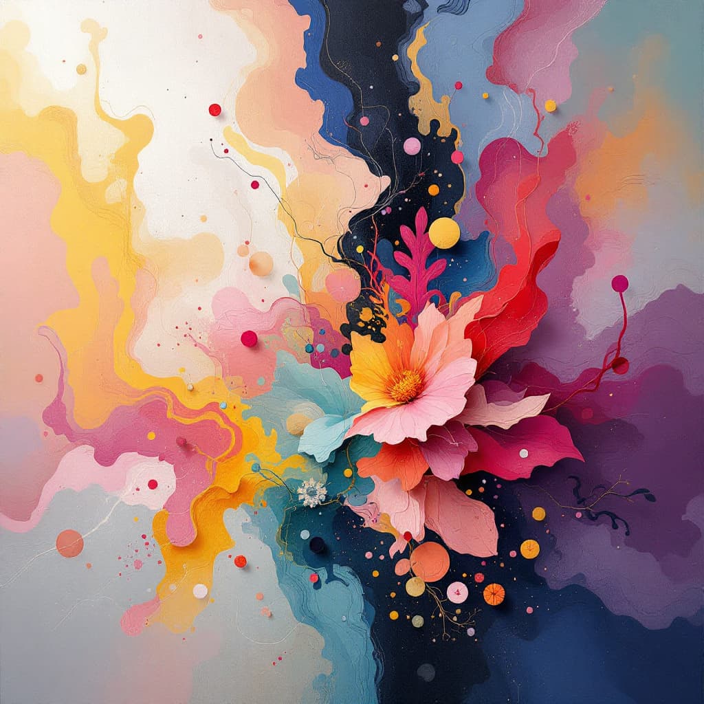 AI generated: imagen con elementos relacionados a la enseñanza artistica presentada en formato abstracto resaltand...