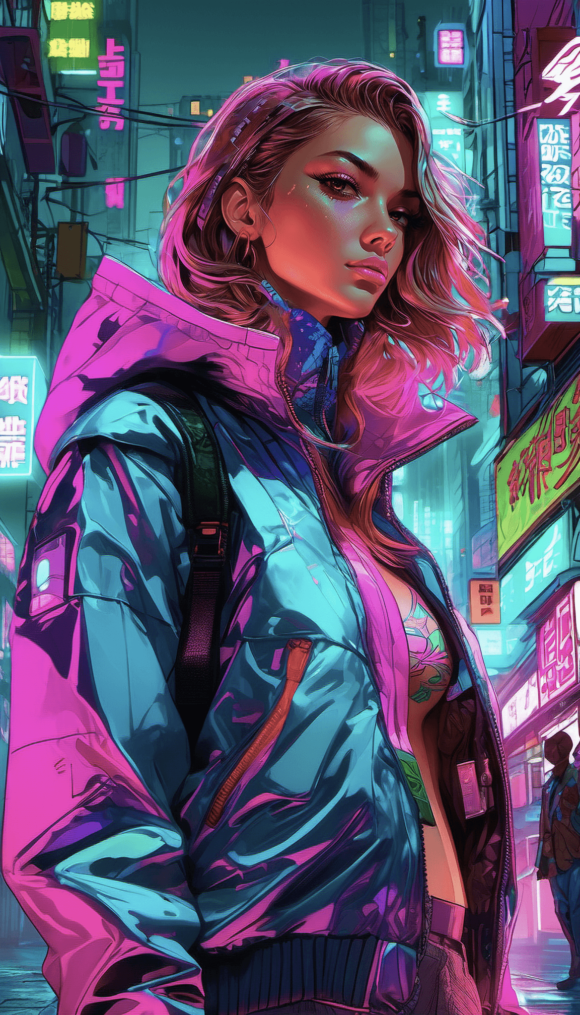 AI generated: girl of the future, futuristic design, electronic artwork, manga character, techno-noir, animated dr...