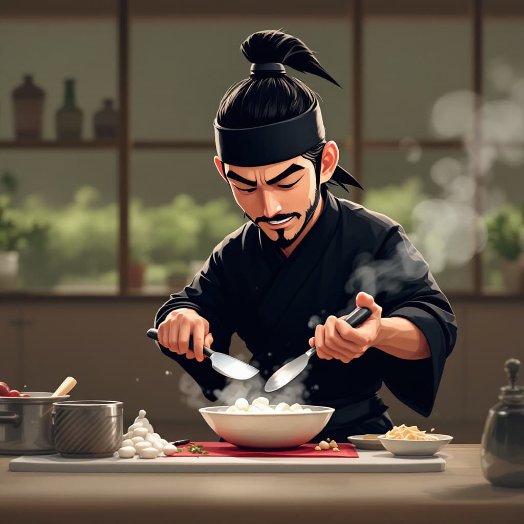 AI generated: A ninja chef cook, in the style of Takeshi Murata --ar 1:2 --personalize 2gwf1qc --stylize 750 --v 6...