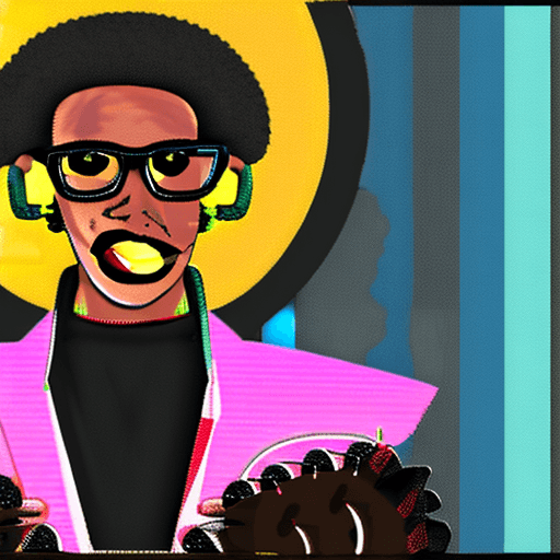 AI generated: man wearing glasses and the colors of flamingos, in the style of unreal engine 5, afro-caribbean inf...
