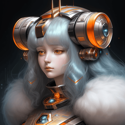 AI generated: scifi fantasy illustration beautiful fluffy robot, in the style of realistic hyper-detailed portrait...