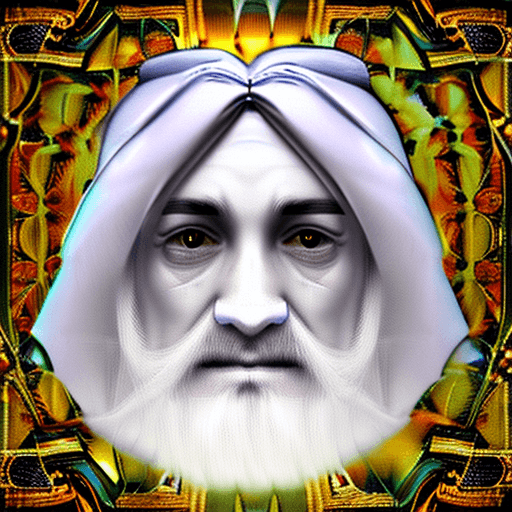 AI generated: portrait of Religious mysteries man , white long hair and Turban on head, mature, peaceful, detailed...