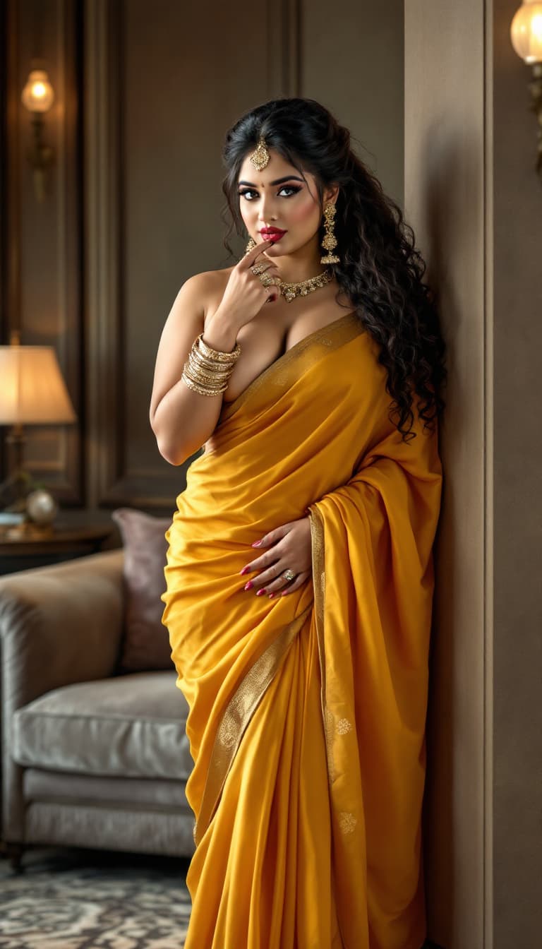 AI generated: full body view  of most beautiful girl as bold, and most beautiful indian realstic girl with plus si...