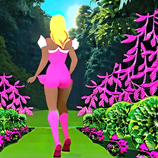 AI generated: detailed matte painting of a classy beautiful blonde woman in pink underwear, a pink bra, pink thigh...