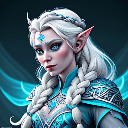 AI generated: Elsa from Frozen 2 dressed as a viking elven warrior woman , vector design art, consept  design, 
ch...