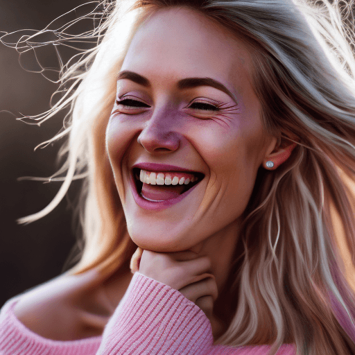 AI generated: Hyper realistic, ultra detailed photograph of a woman with messy blond hair (pink highlights) wearin...