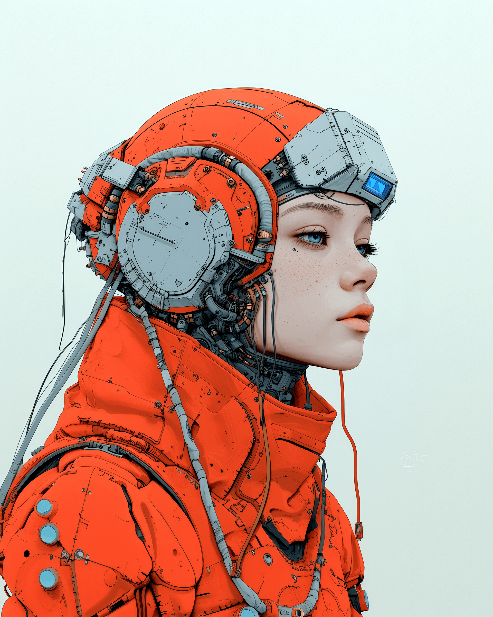 AI generated: by Studio Ghibli Pictures. 24 years old scandinavia woman of linework with Caaba Asimo neuromancer a...