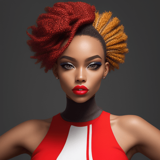 AI generated: bold beauty, artistic expression, empowered style, visualimpact, hairstyleinnovation, fashionphotogr...