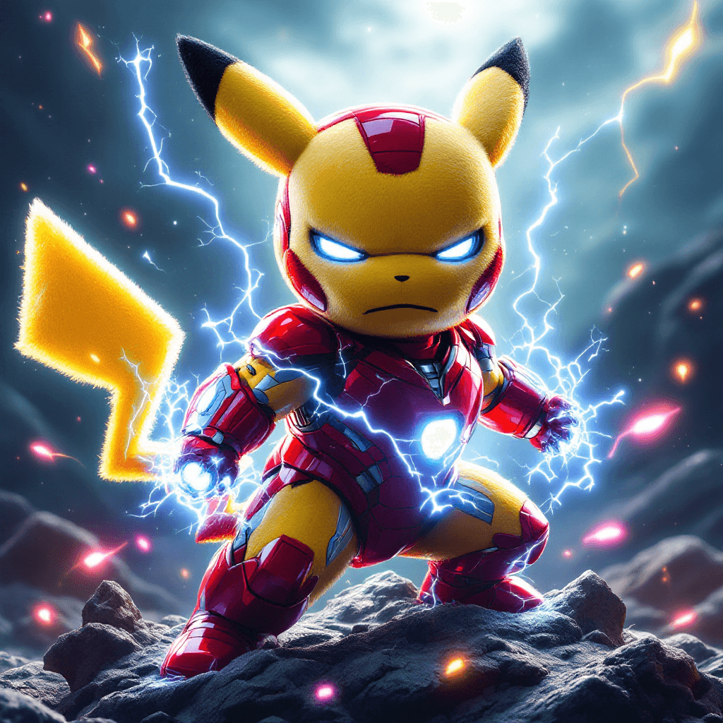 AI generated: PIKACHU LIKE IRONMAN WITH LIGHTENING