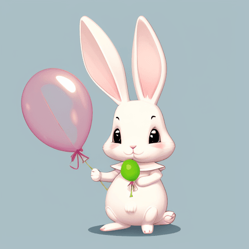 AI generated: Cartoon rabbit,cute holding a balloon