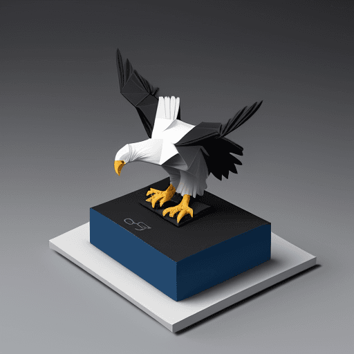 AI generated: Rounded edges square mobile app logo design, 3d origami of a black and white eagle, subtle gradient,...