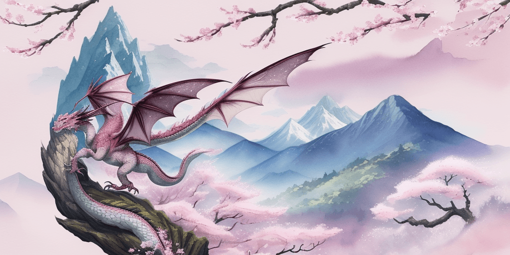 AI generated: /imagine prompt: A mythical hand-drawn Eastern dragon soaring amidst cherry blossoms, gracefully twi...