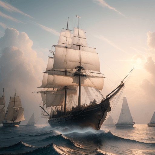 AI generated: Photo of a ultra realistic sailing ship, dramatic light, pale sunrise, cinematic lighting, battered,...