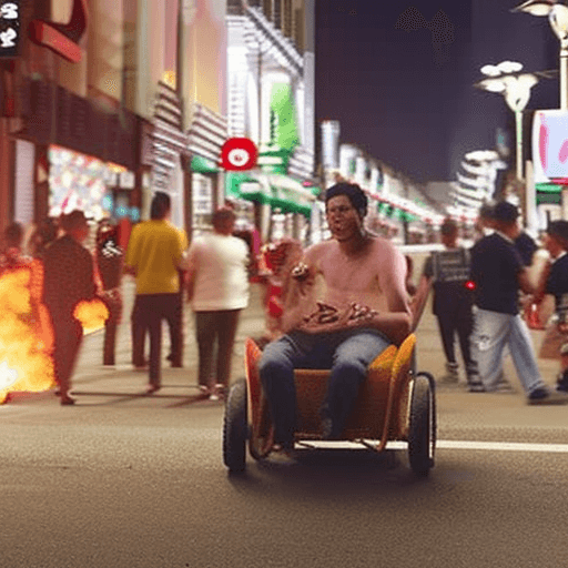 AI generated: An Asian middle-aged man around 35 years old holding a Coca-Cola bottle extinguishing a fire on a th...