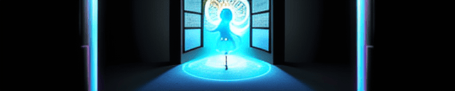 AI generated: [a girl in front of door:a girl entering a portal tha leads to other dimension, a magical image, the...