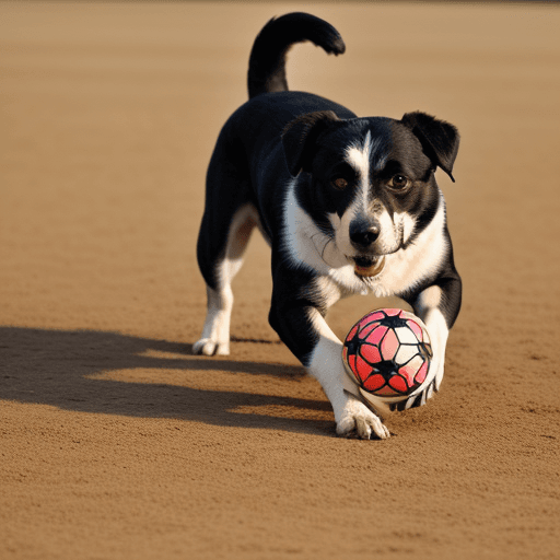 AI generated: A dog who is playing in ground with ball.