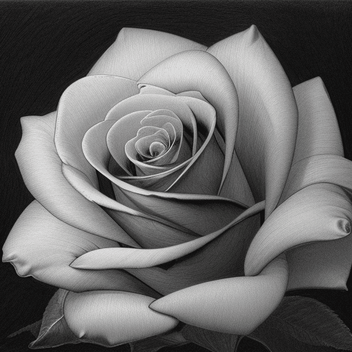 AI generated: 
in the dark a rose illuminated by light and moon in the background with a pencil title

