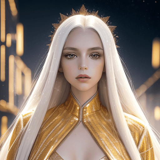 AI generated: a commercial photo portrait of the young instagram model white haired woman long straight hair, clea...