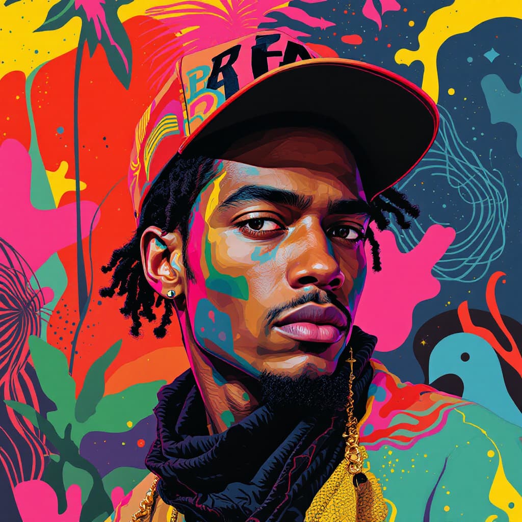 AI generated: create a portrait of   Nelson Piquet with Brazilian Phonk Art is a creative fusion that blends the a...