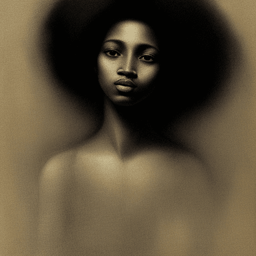 AI generated: charcoal drawing by Odilon Redon, sketch portrait, face only, an absolutely gorgeous Afro-carabbian ...