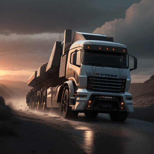 AI generated: Photo of a ultra realistic radical super truck prototipo of futur on cross river, dramatic light, pa...