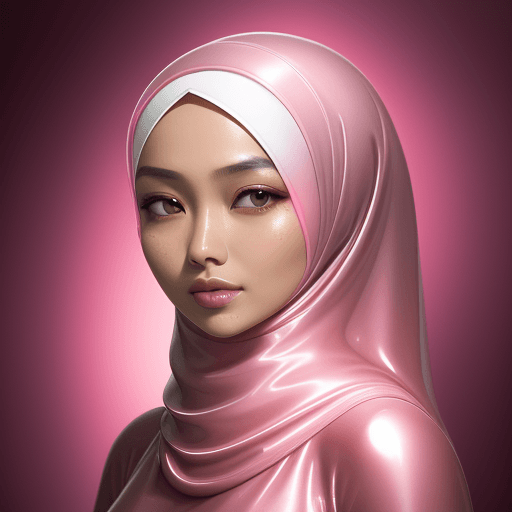AI generated: an malay hijab woman, in the style of light amber and pink, blurred imagery, shiny/glossy, melting, ...