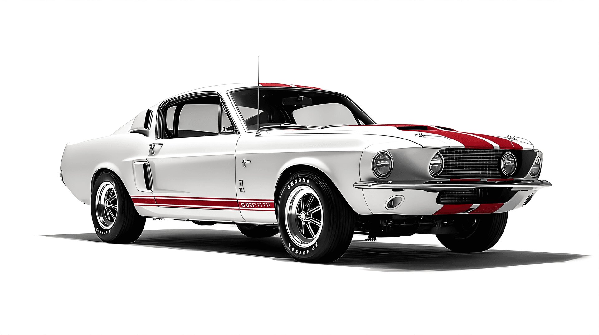 AI generated: A detailed 1967 Shelby GT500 Mustang clipart, , and a, isolated on a white background
