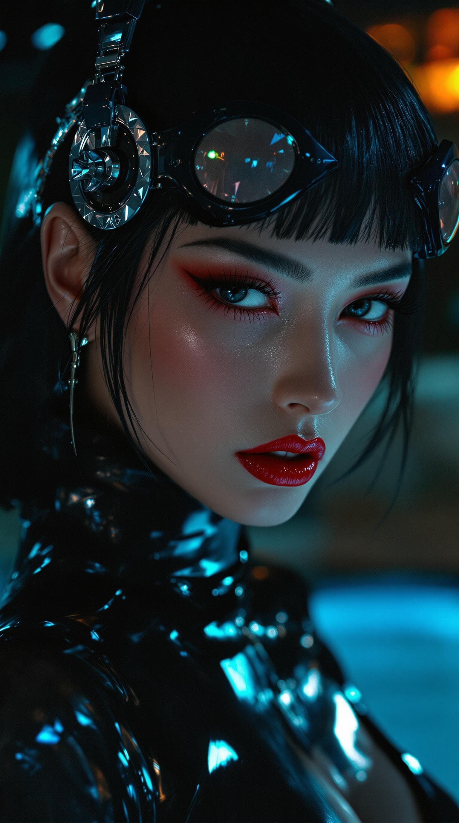 AI generated: high fashion photo, vintage latex outfit, in the style of Joong Keun Lee, intense shadows, smooth an...