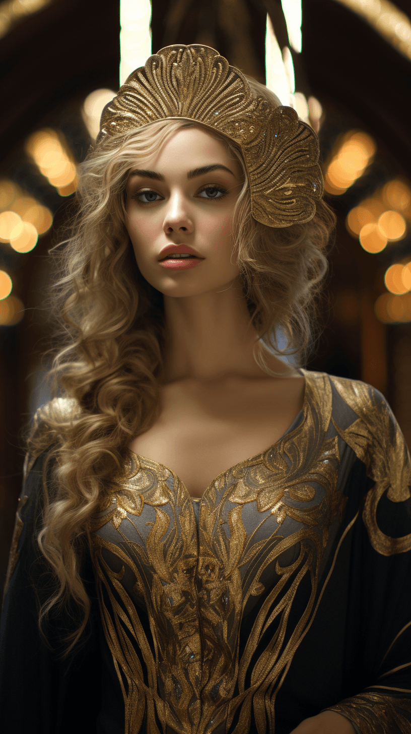 AI generated: hyper realism, beautiful, photo realistic,  detailed,  art nouveau,  girl like Alex Garland, wearing...