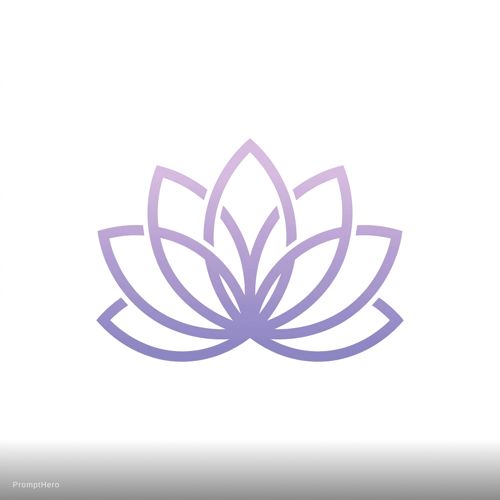 AI generated: Yoga studio, lotus flower, zen and peaceful, soft purple gradient