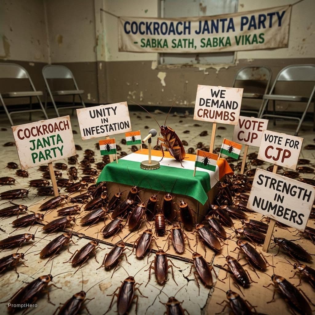 AI generated: Cockroach janta party
