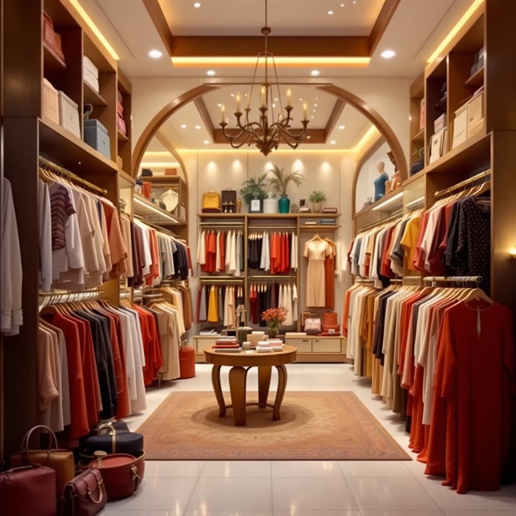AI generated: clothes shop with name of tafsela , located in egypt beside sea
has awidth space 
alot of product 
