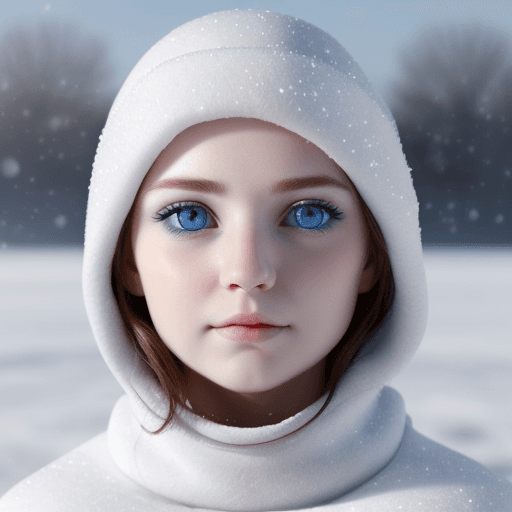 AI generated: blue eyes,only eyes, very cold, natural, wind,white skin, beatiful, realistic, litle nose, snow, pow...